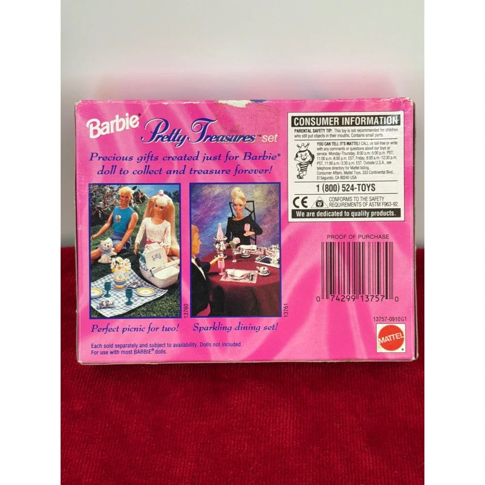 Vintage 1995 Mattel Barbie Pretty Treasures Sparkling Dining Set Gold Pink 13757
